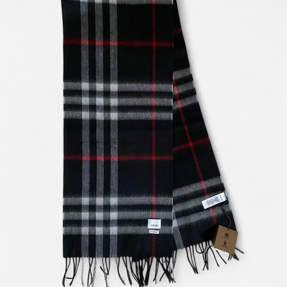 Burberry Check Cashmere Scarf navy